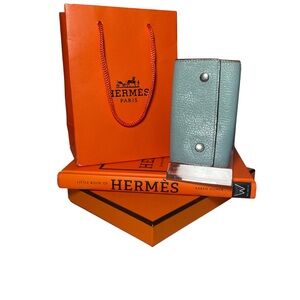 Hermes 4 Piece Bundle- Teal Key Holder, Book, Shopping Bag, Box